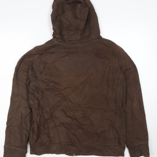 Gap Men's Brown Full Zip Hoodie L Cotton Blend Logo Sweatshirt