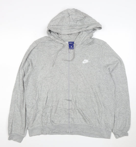 Nike Men's Grey Full Zip Hoodie L Lightweight Cotton Blend