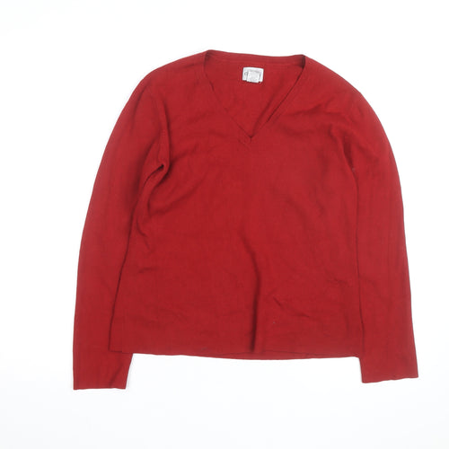 Chico's Women's Red V-Neck Knit Pullover Jumper Size M