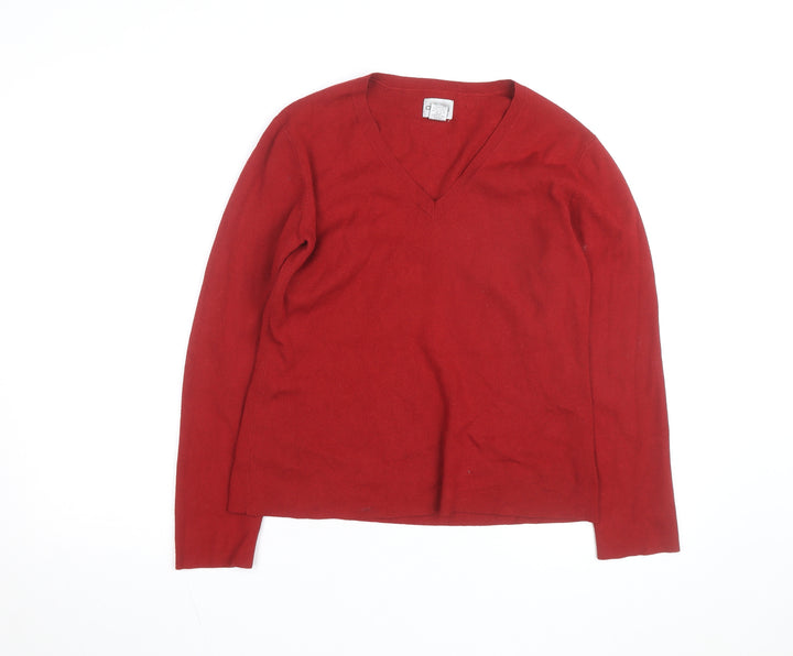 Chico's Women's Red V-Neck Knit Pullover Jumper Size M