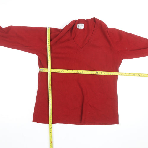 Chico's Women's Red V-Neck Knit Pullover Jumper Size M