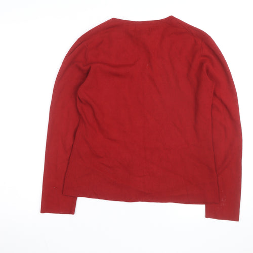 Chico's Women's Red V-Neck Knit Pullover Jumper Size M