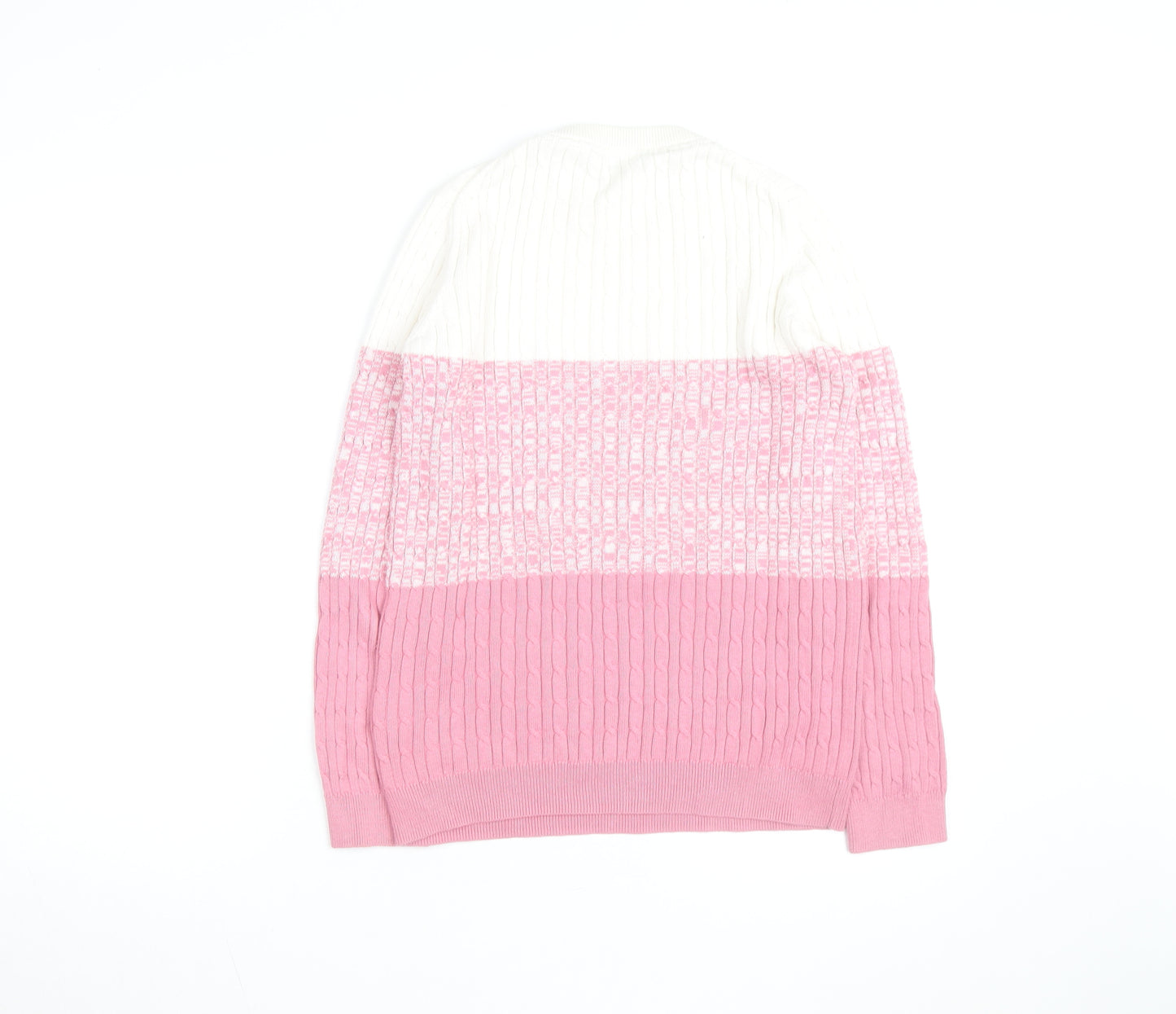 Crew Clothing Women Pink White Cable Knit Jumper Size 12