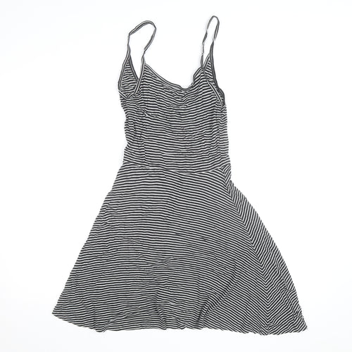 H&M Women's Black Striped Slip Dress Size 12 Sleeveless Jersey