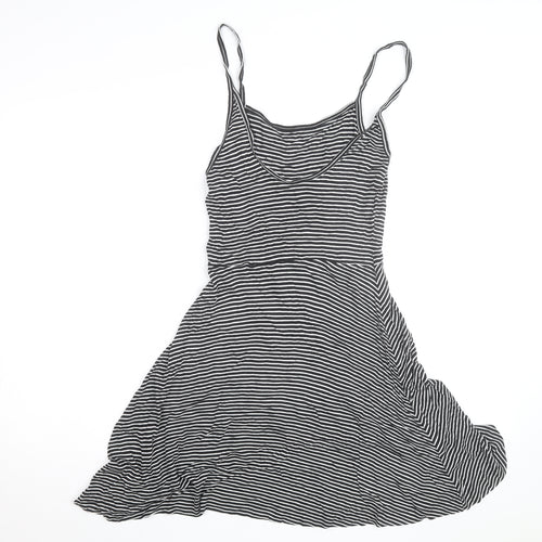 H&M Women's Black Striped Slip Dress Size 12 Sleeveless Jersey