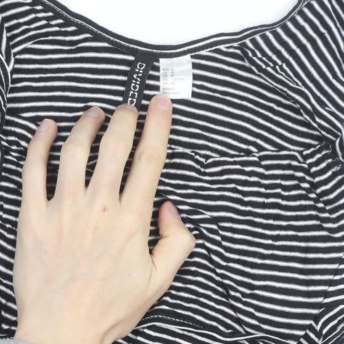 H&M Women's Black Striped Slip Dress Size 12 Sleeveless Jersey