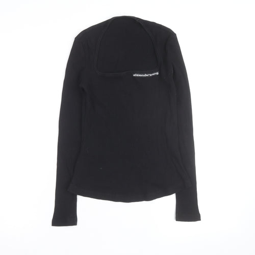 Alexander Wang Women's Black Long Sleeve Slim Fit Ribbed T-Shirt M