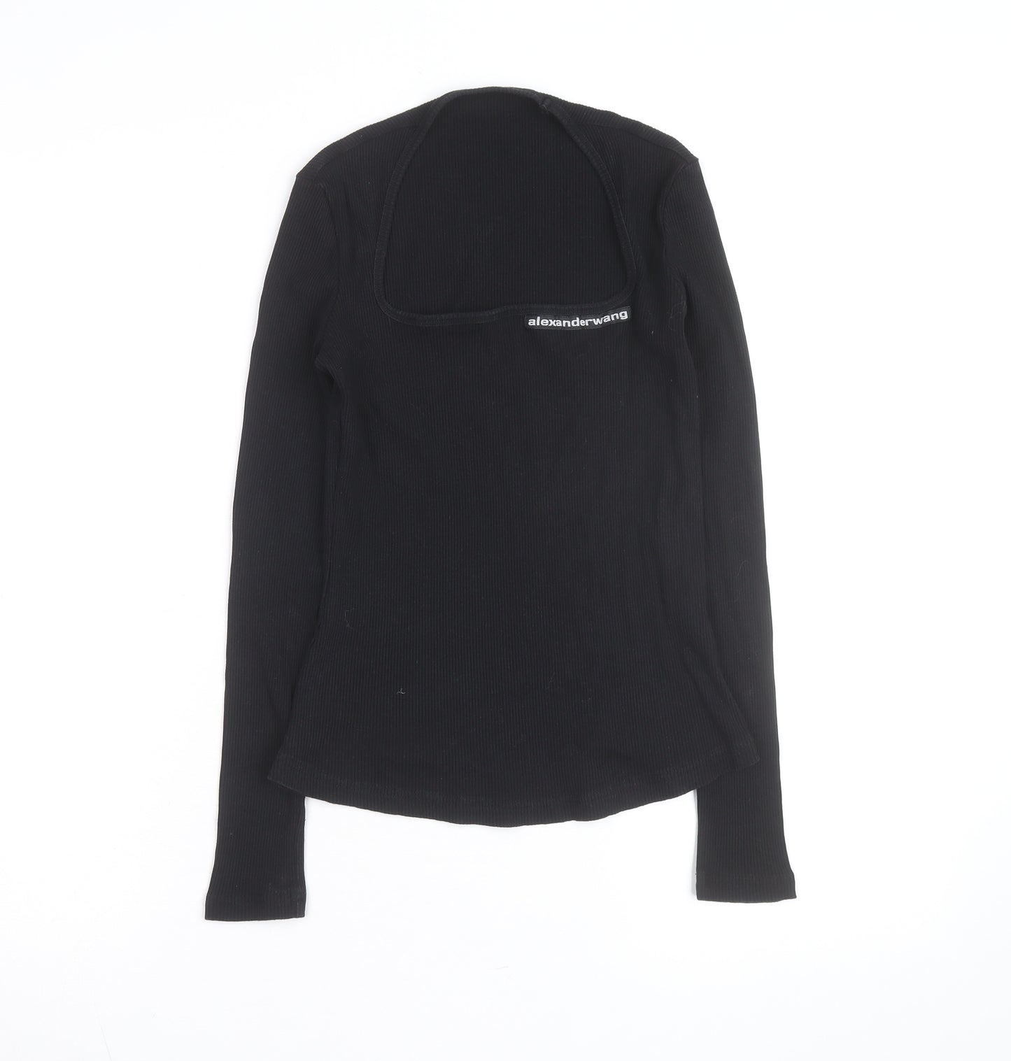 Alexander Wang Women's Black Long Sleeve Slim Fit Ribbed T-Shirt M
