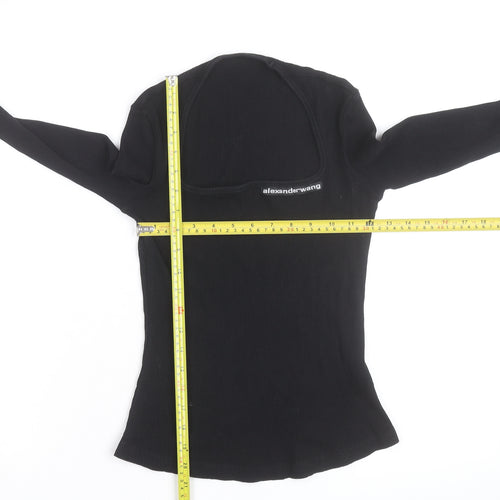 Alexander Wang Women's Black Long Sleeve Slim Fit Ribbed T-Shirt M