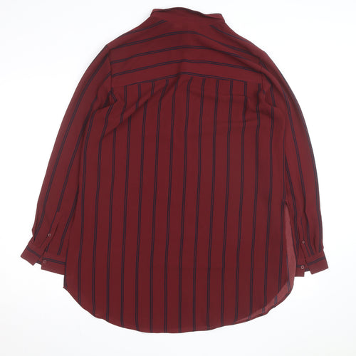 H&M Divided Women's Red Striped Long Sleeve Button-Up Shirt Size 12