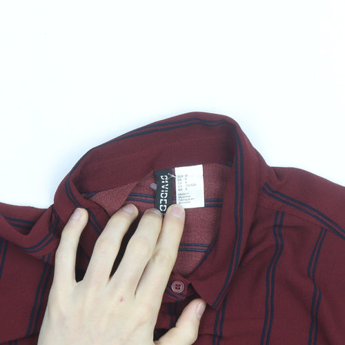 H&M Divided Women's Red Striped Long Sleeve Button-Up Shirt Size 12