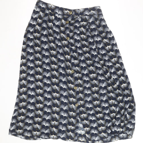 Marks and Spencer Women Blue Floral A-Line Knee Length Skirt Size 12