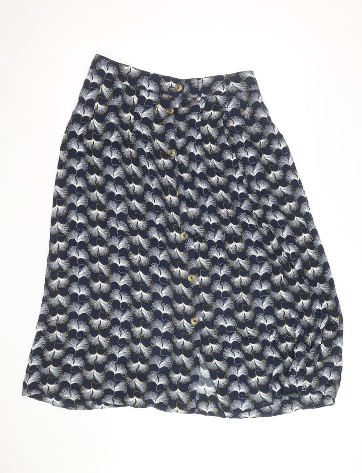 Marks and Spencer Women Blue Floral A-Line Knee Length Skirt Size 12