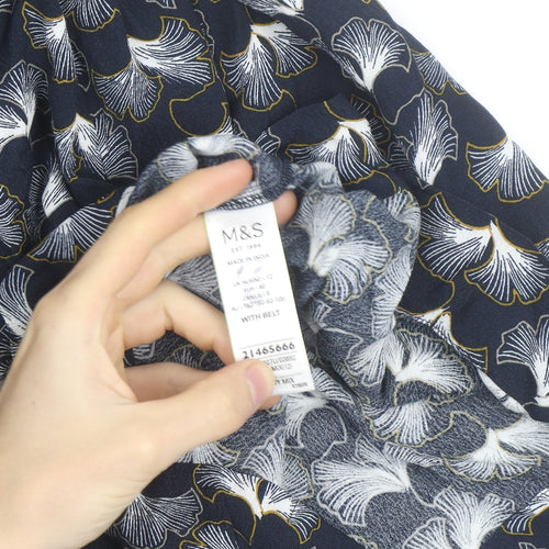 Marks and Spencer Women Blue Floral A-Line Knee Length Skirt Size 12