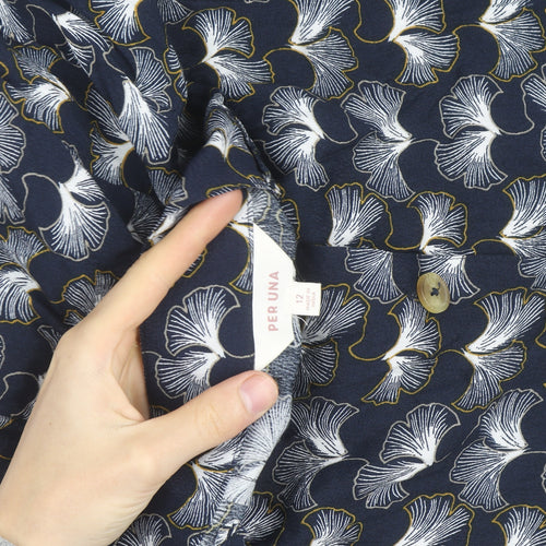 Marks and Spencer Women Blue Floral A-Line Knee Length Skirt Size 12