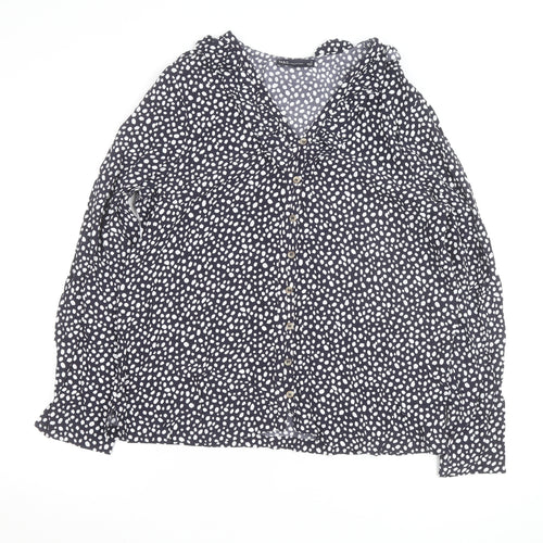 Marks and Spencer Women's Blue Polka Dot Ruffle Blouse Size 12