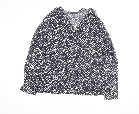 Marks and Spencer Women's Blue Polka Dot Ruffle Blouse Size 12