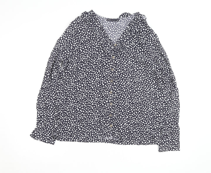 Marks and Spencer Women's Blue Polka Dot Ruffle Blouse Size 12