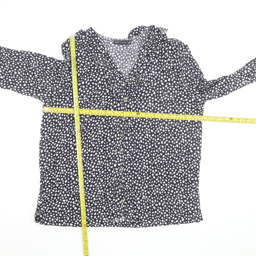 Marks and Spencer Women's Blue Polka Dot Ruffle Blouse Size 12