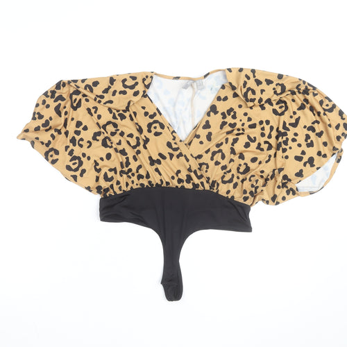 ASOS Women Beige Leopard Print One Piece Swimwear UK 10