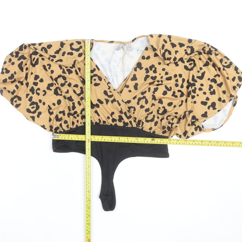 ASOS Women Beige Leopard Print One Piece Swimwear UK 10