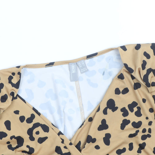 ASOS Women Beige Leopard Print One Piece Swimwear UK 10