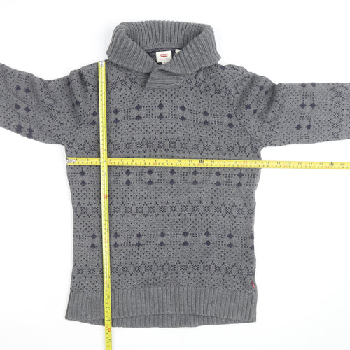 Levi's Men's Grey Shawl Collar Knit Pullover Jumper Size S