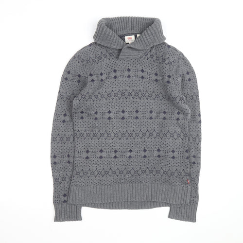 Levi's Men's Grey Shawl Collar Knit Pullover Jumper Size S