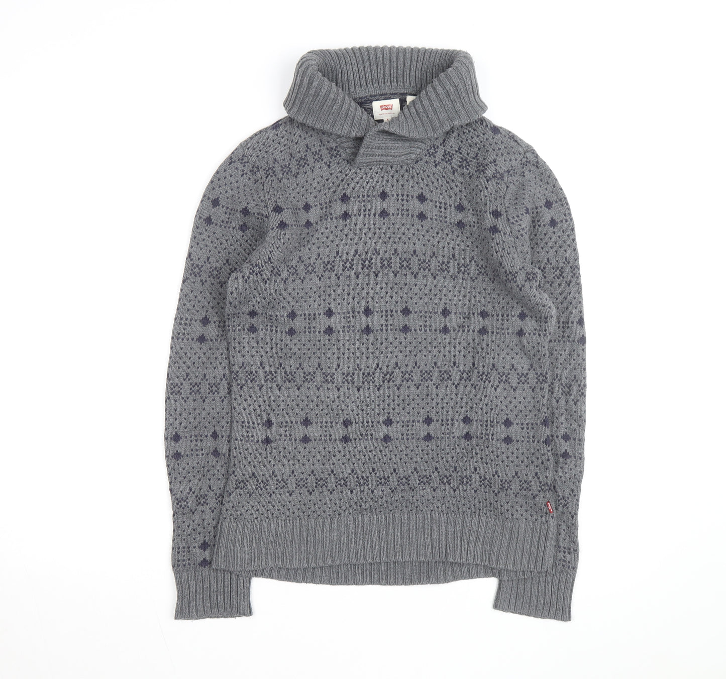 Levi's Men's Grey Shawl Collar Knit Pullover Jumper Size S