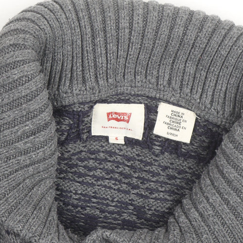 Levi's Men's Grey Shawl Collar Knit Pullover Jumper Size S