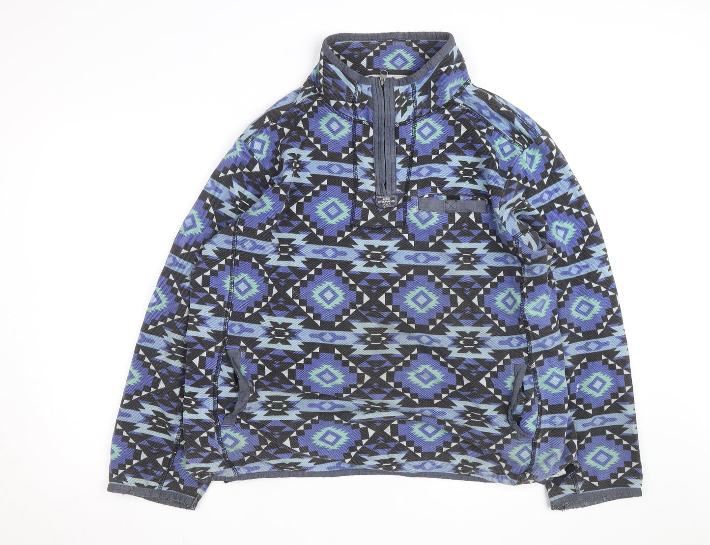 Joe Browns Men's Blue Aztec 1/4 Zip Cotton Sweatshirt XL