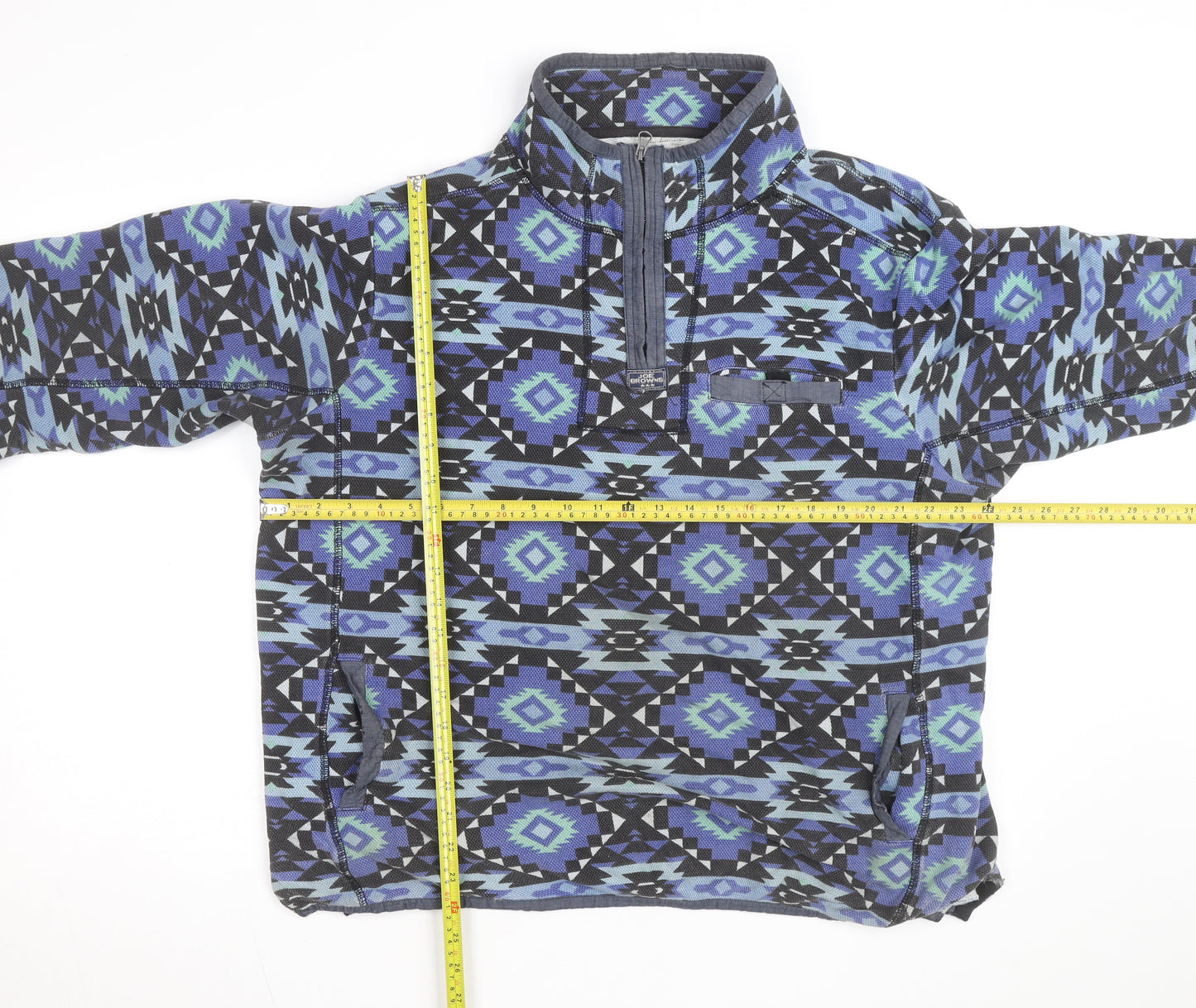 Joe Browns Men's Blue Aztec 1/4 Zip Cotton Sweatshirt XL