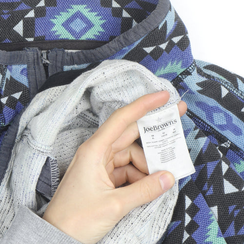 Joe Browns Men's Blue Aztec 1/4 Zip Cotton Sweatshirt XL
