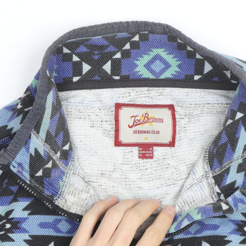 Joe Browns Men's Blue Aztec 1/4 Zip Cotton Sweatshirt XL