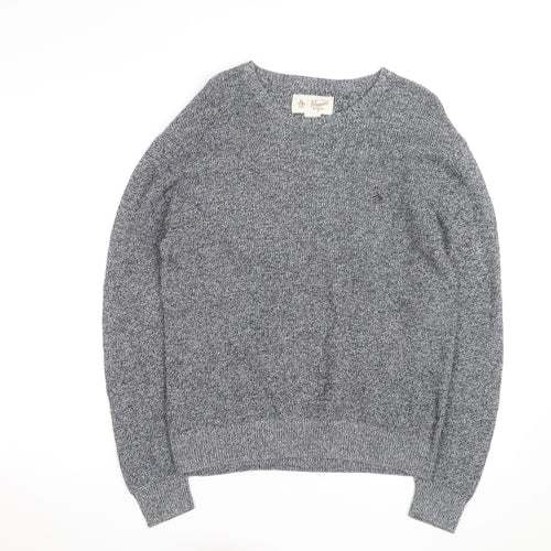 Original Penguin Men's Grey Knit Crew Neck Jumper Size M