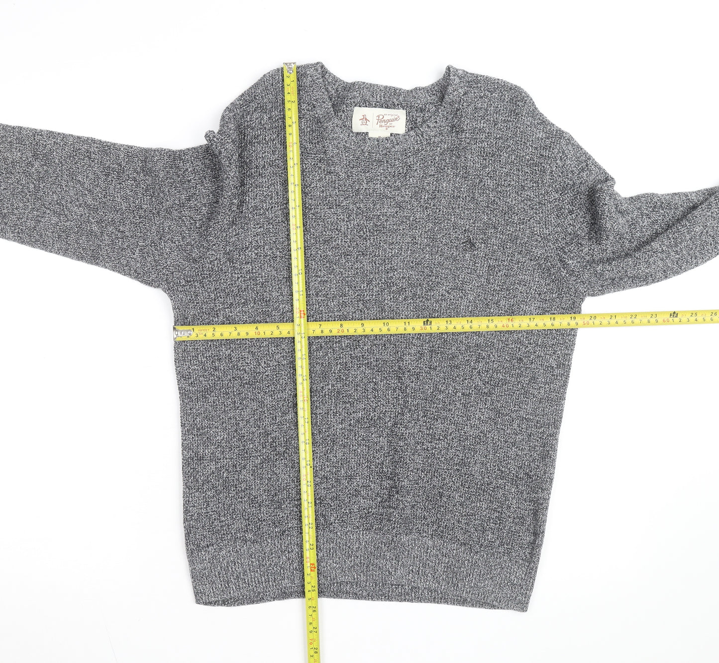 Original Penguin Men's Grey Knit Crew Neck Jumper Size M