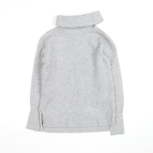 White Stuff Women's Grey Roll Neck Wool Blend Jumper Size 8