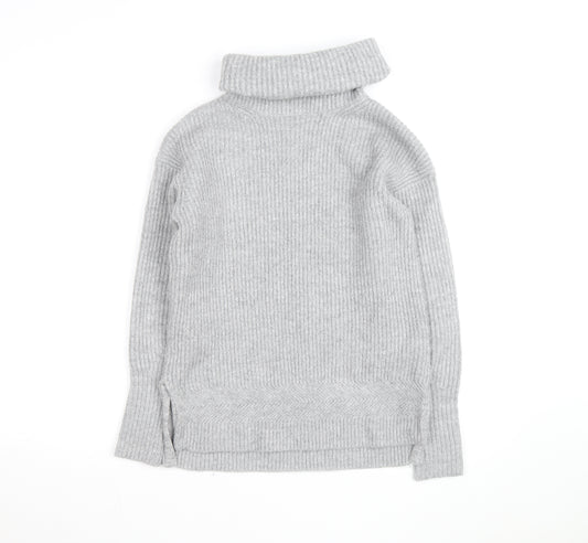 White Stuff Women's Grey Roll Neck Wool Blend Jumper Size 8