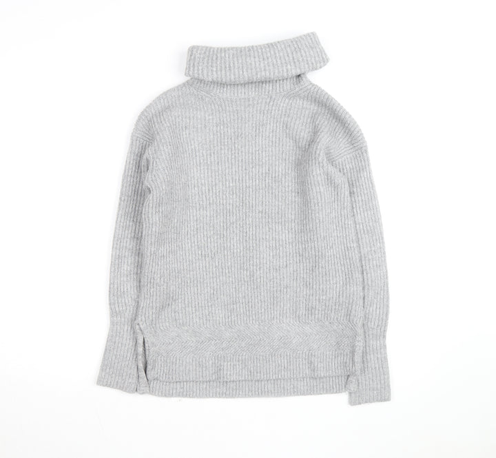 White Stuff Women's Grey Roll Neck Wool Blend Jumper Size 8