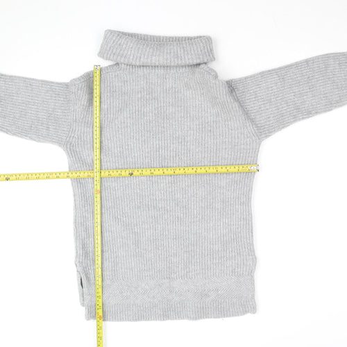 White Stuff Women's Grey Roll Neck Wool Blend Jumper Size 8