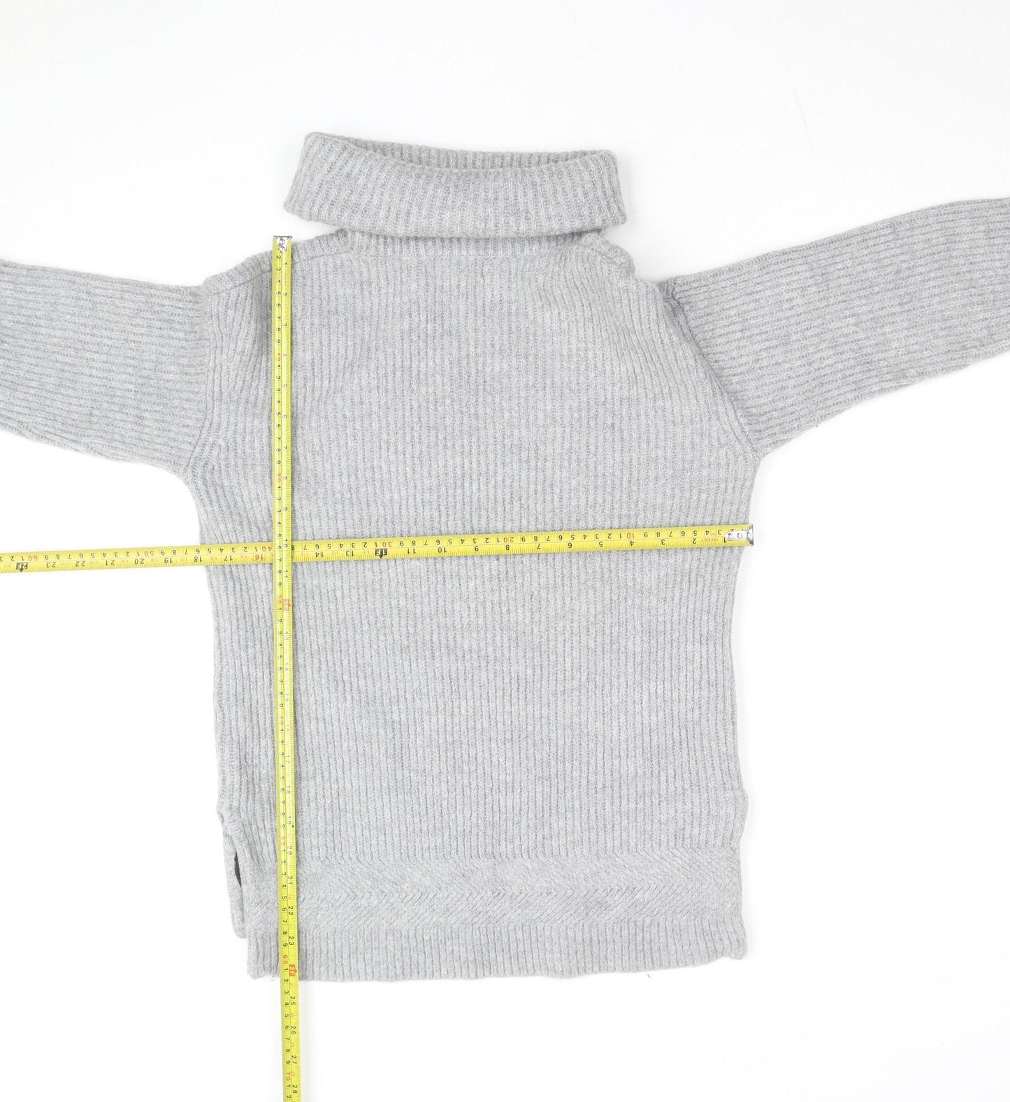 White Stuff Women's Grey Roll Neck Wool Blend Jumper Size 8
