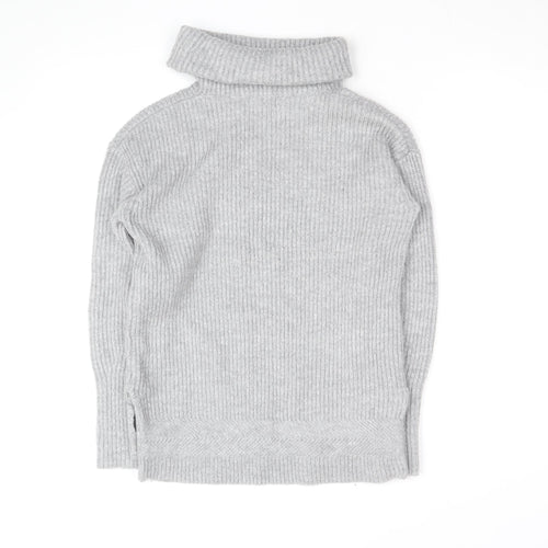 White Stuff Women's Grey Roll Neck Wool Blend Jumper Size 8