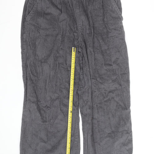 ASOS DESIGN Women Grey Corduroy Wide-Leg Trousers UK 14