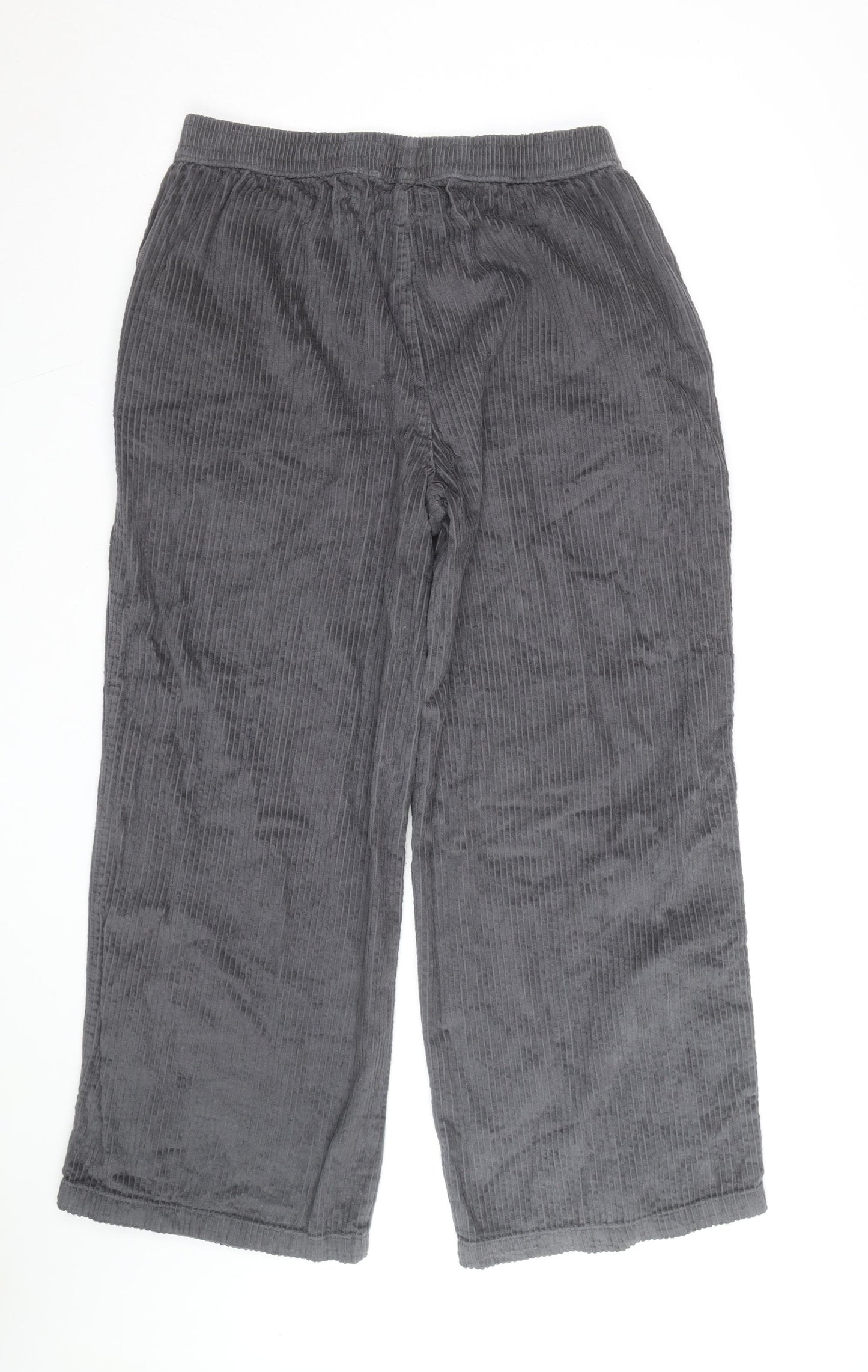 ASOS DESIGN Women Grey Corduroy Wide-Leg Trousers UK 14