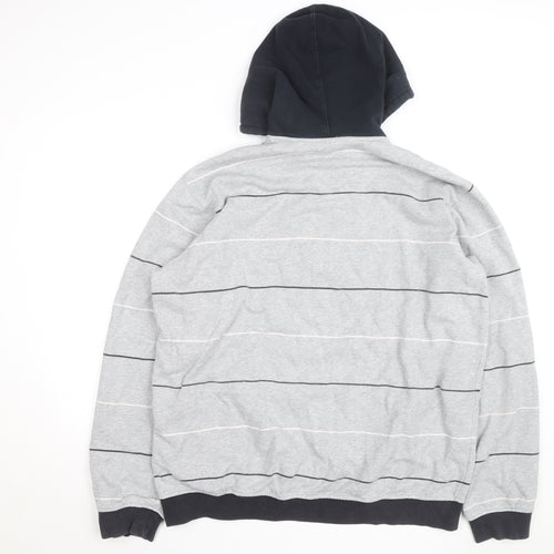 Adidas Men's Grey Striped NBA Pullover Hoodie Size L
