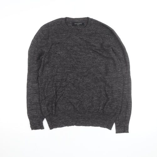 AllSaints Men’s Grey Wool Crew Neck Jumper Size S