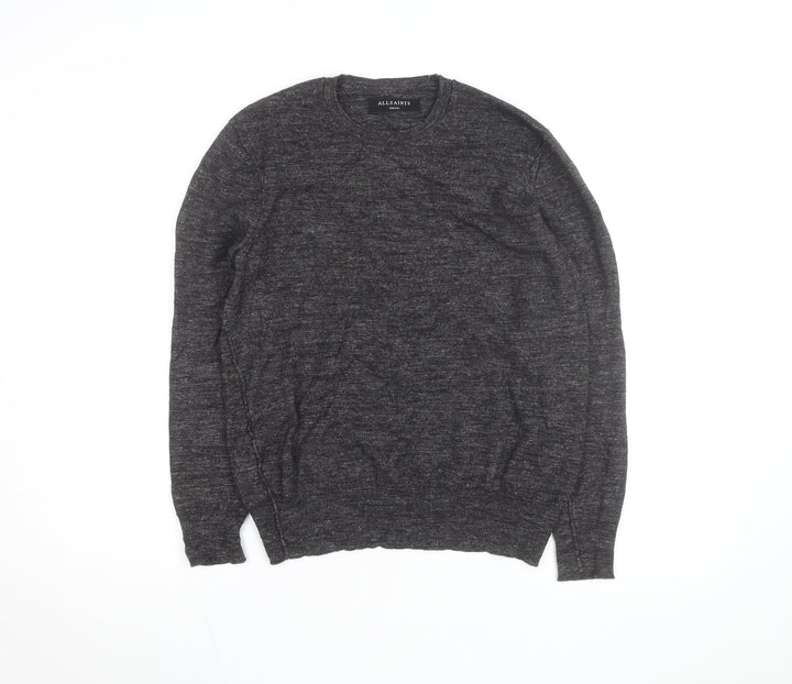 AllSaints Men’s Grey Wool Crew Neck Jumper Size S