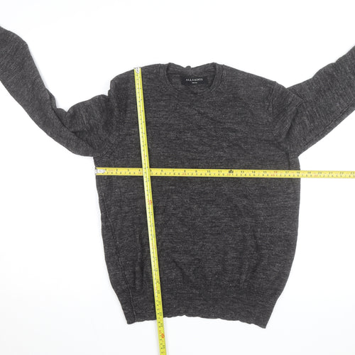 AllSaints Men’s Grey Wool Crew Neck Jumper Size S