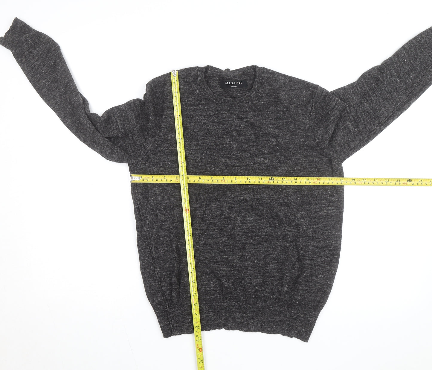AllSaints Men’s Grey Wool Crew Neck Jumper Size S