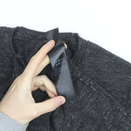 AllSaints Men’s Grey Wool Crew Neck Jumper Size S